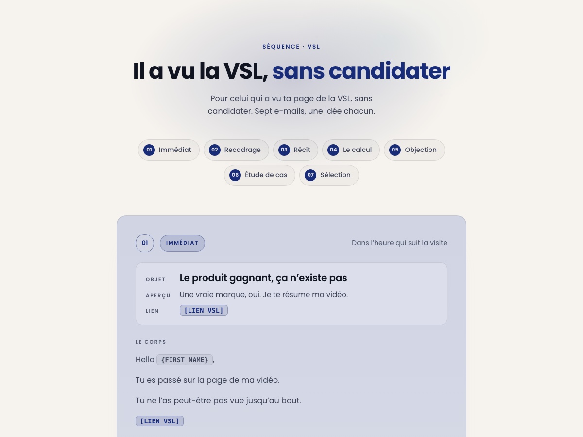 Aperçu de la séquence après la VSL